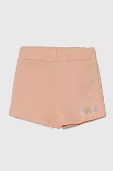 Детские хлопковые шорты Guess, оранжевый