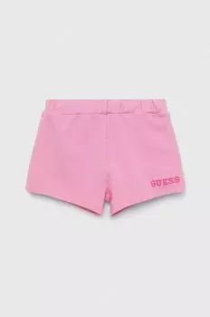 Детские хлопковые шорты Guess, розовый