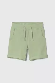 Детские хлопковые шорты Guess, зеленый