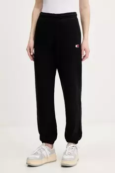 Детские хлопковые спортивные брюки Tommy Jeans, черный