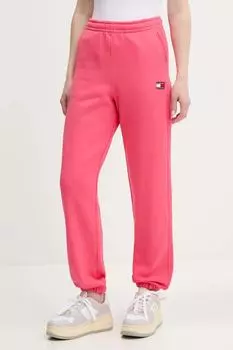 Детские хлопковые спортивные брюки Tommy Jeans, розовый