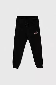Детские хлопковые спортивные штаны Calvin Klein Jeans, черный
