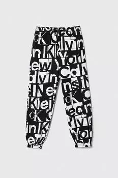 Детские хлопковые спортивные штаны Calvin Klein Jeans, черный