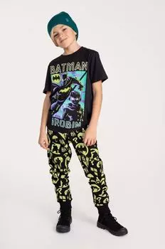Детские хлопковые спортивные штаны Coccodrillo x Batman, черный