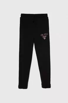 Детские хлопковые спортивные штаны Guess, черный