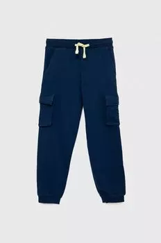 Детские хлопковые спортивные штаны Guess, темно-синий
