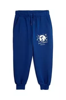 Детские хлопковые спортивные штаны Mini Rodini, темно-синий