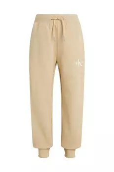 Детские хлопковые спортивные штаны MONOGRAM LOGO Calvin Klein Jeans, бежевый