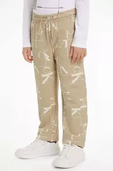 Детские хлопковые спортивные штаны TERRY JOGGER Calvin Klein Jeans, бежевый