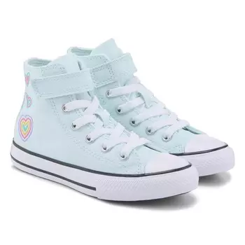 Детские кеды chuck taylor all star 1v высокие с одним ремешком-липучкой от Converse, blue/heart patch