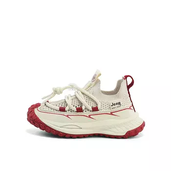 Детские кеды Детские низкие бежевые Jeep, бежевый/красный