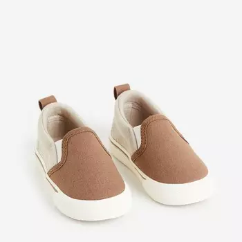 Детские кеды H&amp;M Canvas, коричневый/светло-бежевый