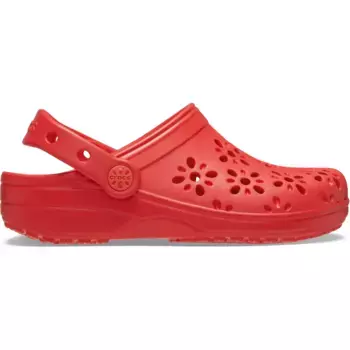 Детские классические цветочные вырезанные сабо K Crocs Clogs, красный