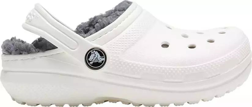 Детские классические сабо на подкладке Crocs, белый/серый