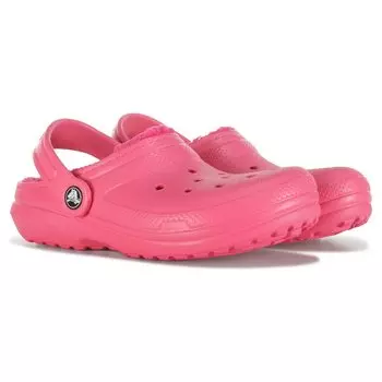 Детские классические сабо на подкладке с пухом Little Kid Crocs, розовый