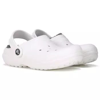 Детские классические сабо на подкладке с пухом Little Kid Crocs, белый