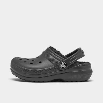 Детские классические сабо с подкладкой Crocs для малышей, черный