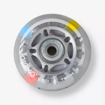 Детские колеса для роликовых коньков диаметром 70 мм, 80 А с подсветкой и подшипниками для двойной упаковки FIT3 Oxelo