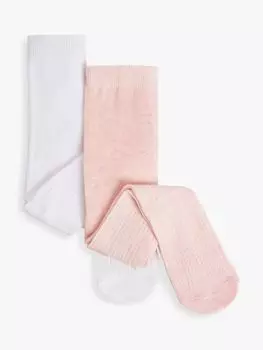 Детские колготки John Lewis из органического хлопка, 2 шт., розовые, белые