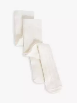 Детские колготки John Lewis из смеси органического хлопка однотонной и косой вязки, 2 шт., натуральные