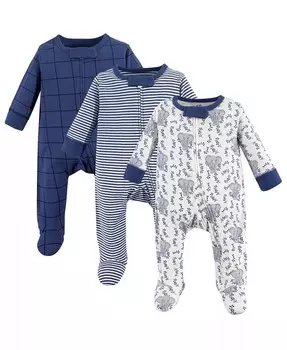 Детские комбинезоны для девочек из органического хлопка на молнии для сна и игр, 3 шт., цвет тюльпан Touched by Nature, серый