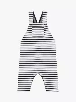 Детские комбинезоны salopette в полоску Petit Bateau, цвет Marshmallow/Smoking Blue
