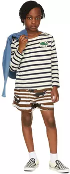 Детские коричнево-белые шорты из крокодиловой кожи Mini Rodini