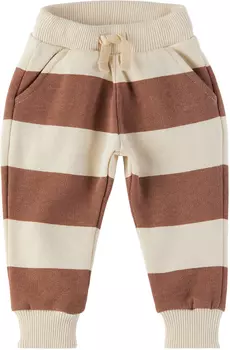 Детские коричневые и кремово-белые полосатые спортивные штаны в глиняную полоску Wander & Wonder