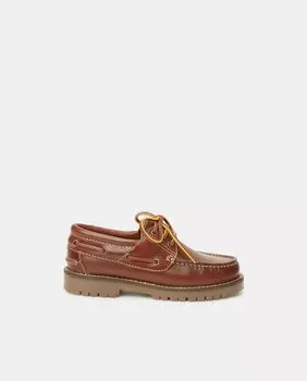 Детские коричневые кожаные топсайдеры на шнуровке El Corte Ingls, коричневый