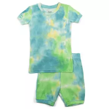 Детские короткие хлопковые пижамы из двух предметов для мальчиков Leveret, цвет Tie Dye Colorful