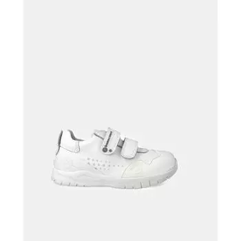 Детские кожаные кроссовки Biomecanics белого цвета на липучке, цвет blanco