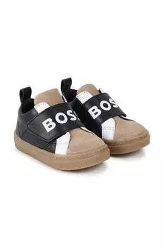 Детские кожаные кроссовки Boss, черный