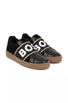 Детские кожаные кроссовки Boss, черный