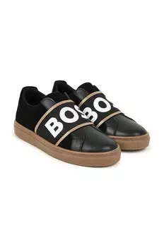 Детские кожаные кроссовки BOSS, черный