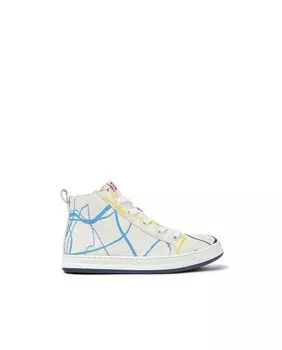 Детские кожаные кроссовки с белыми рисунками Camper, белый