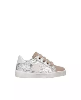 Детские кожаные кроссовки с блестками Naturino, серебро