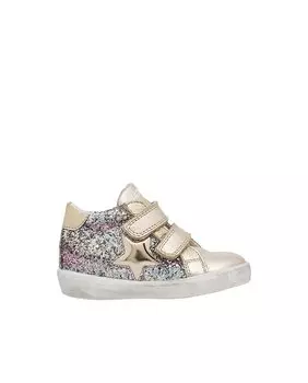 Детские кожаные кроссовки с блестками Naturino, золотой