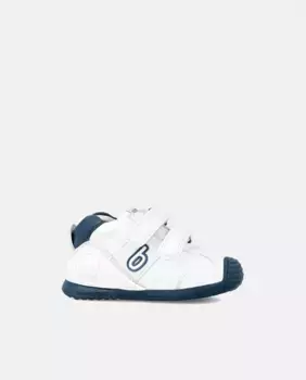 Детские кожаные кроссовки с двойной застежкой на крючок и петлю Biomecanics, темно-синий