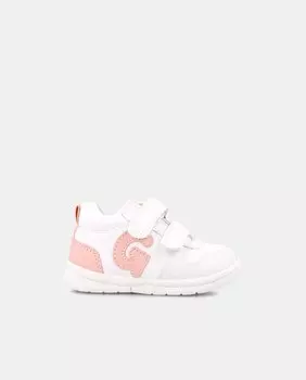Детские кожаные кроссовки с застежкой-липучкой и логотипом Garvaln, розовый