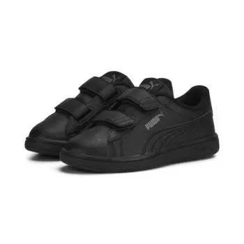Детские кожаные кроссовки Smash 3.0 PUMA, черный/серый