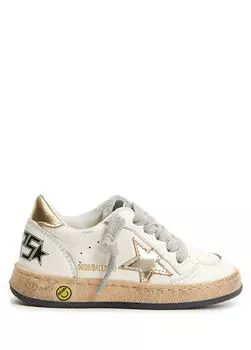 Детские кожаные кроссовки со звездочками Golden Goose, золотой