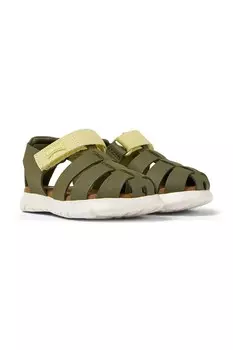 Детские кожаные сандалии Camper, зеленый