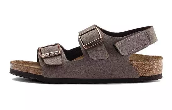 Детские кожаные сандалии на плоской подошве Birkenstock, коричневый