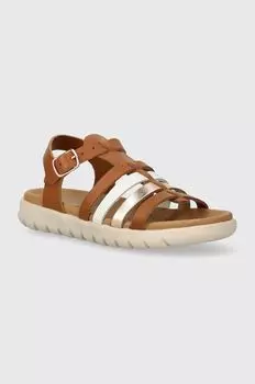 Детские кожаные сандалии Soleima Geox, коричневый