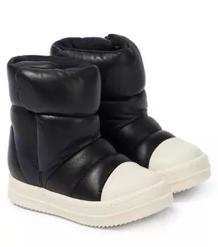 Детские кожаные сапоги-пуховики Rick Owens Kids, черный