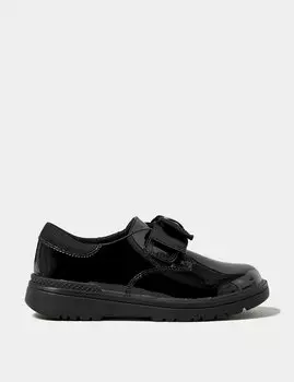 Детские кожаные школьные туфли Freshfeet с бантиками (8 маленьких — 1 большой) Marks & Spencer, черный
