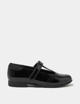 Детские кожаные школьные туфли Freshfeet T Bar (8 маленьких — 1 большой) Marks & Spencer, черный