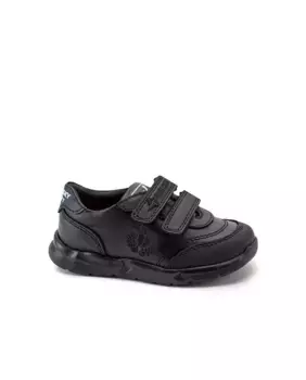 Детские кожаные спортивные туфли с двойной застежкой-липучкой черного цвета Pablosky, черный