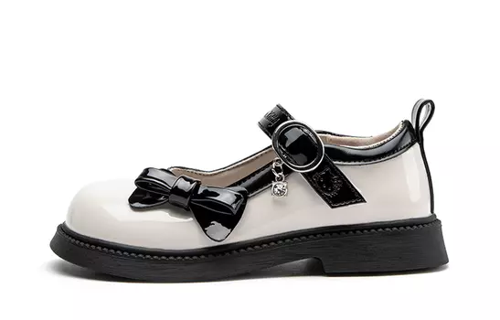 Детские кожаные туфли Детские низкие Hello Kitty, черный/бежевый