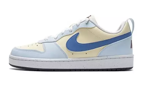 Детские кроссовки для скейтбординга Court Borough GS Low-top бежевые/синие Nike, цвет Off White